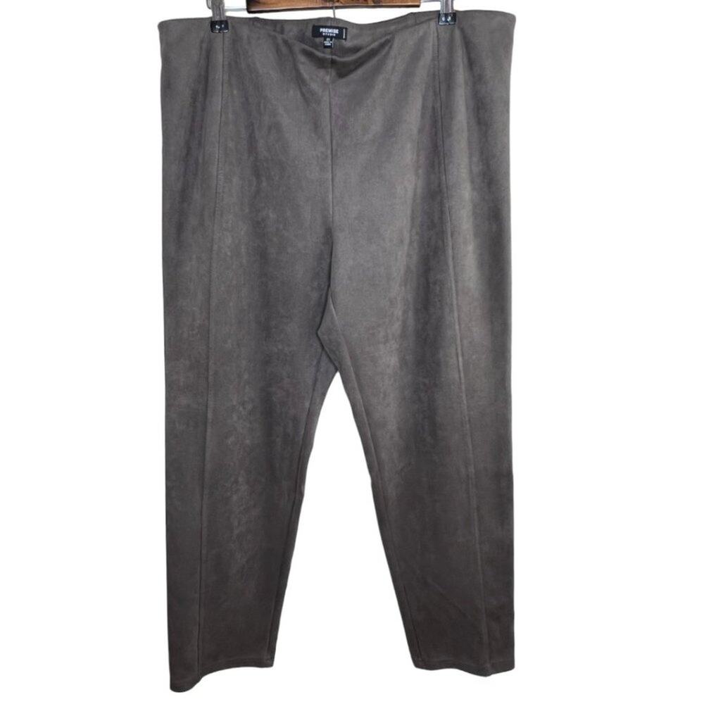 Premise Studio Olive/Brown Skinny Suede Pants Size 2X